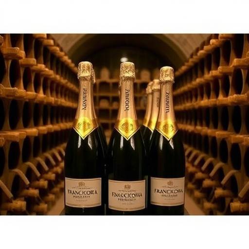 Bottiglie di Franciacorta in una cantina lombarda