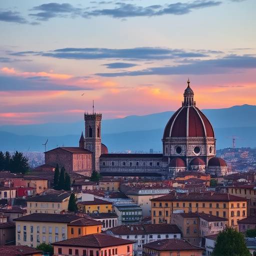 Il Duomo di Firenze visto dal Piazzale Michelangelo al tramonto