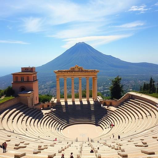 Il Teatro Greco di Taormina con l'Etna sullo sfondo, in Sicilia