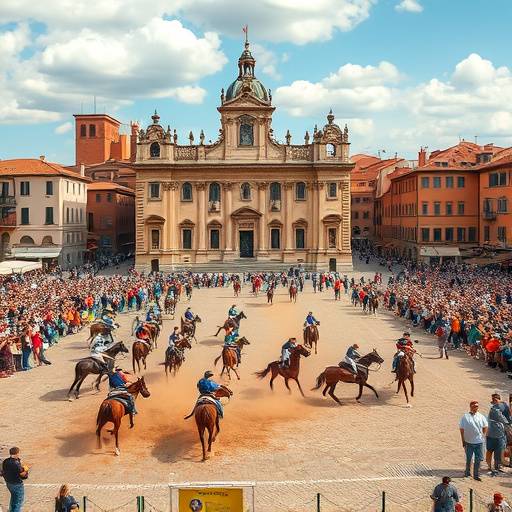 La corsa del Palio di Siena in Piazza del Campo