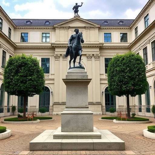 La Pinacoteca di Brera con la statua di Napoleone nel cortile