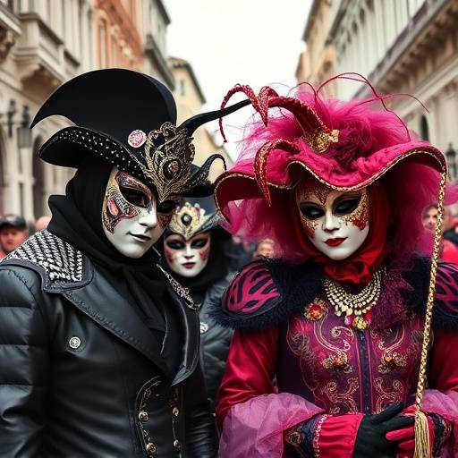 Persone mascherate al Carnevale di Venezia